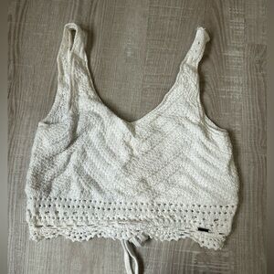 Hollister Cream Crochet Crop Top
